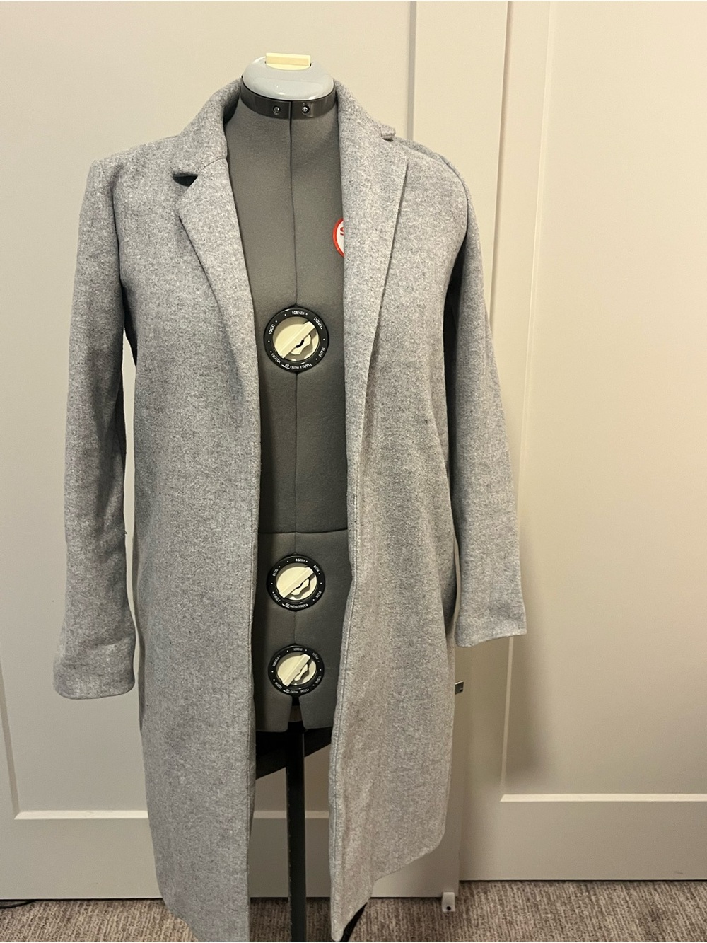 Zara Light Gray Open-Front Long Trench Coat